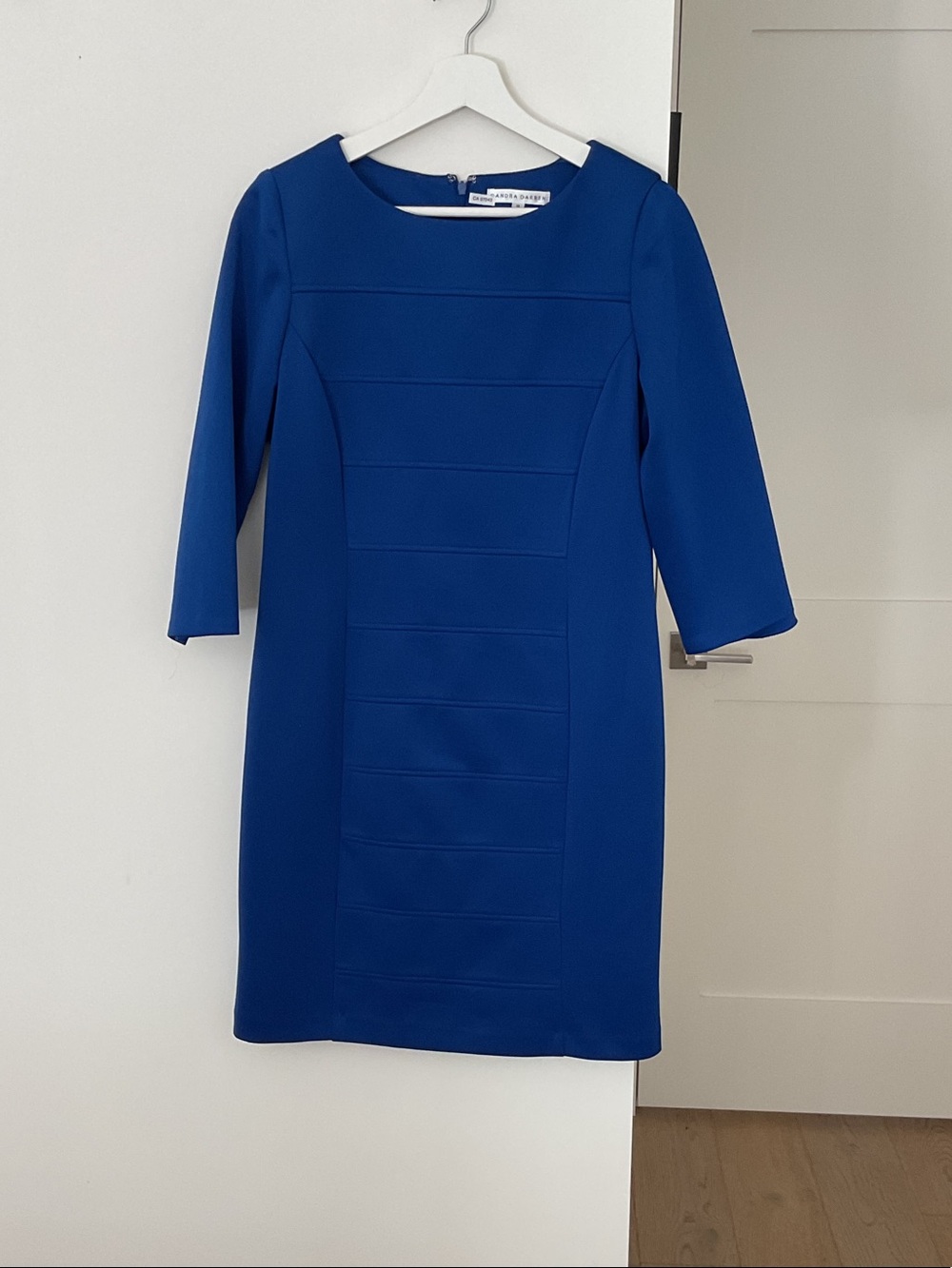 Sandra Darren Royal Blue Ponte Sheath Dress with Three-Quarter Sleeves